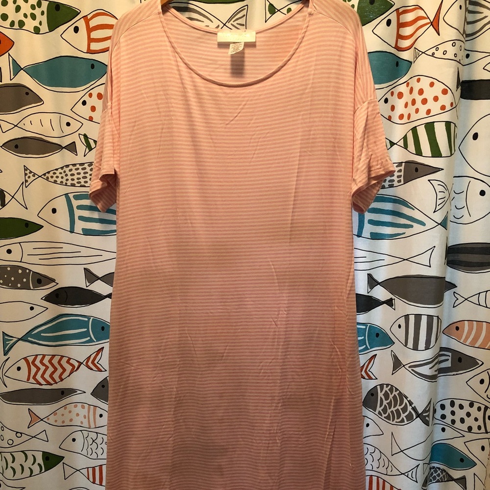 RAYON DRESS WITH PINK/WHITE STRIPES: SUPER SOFT!